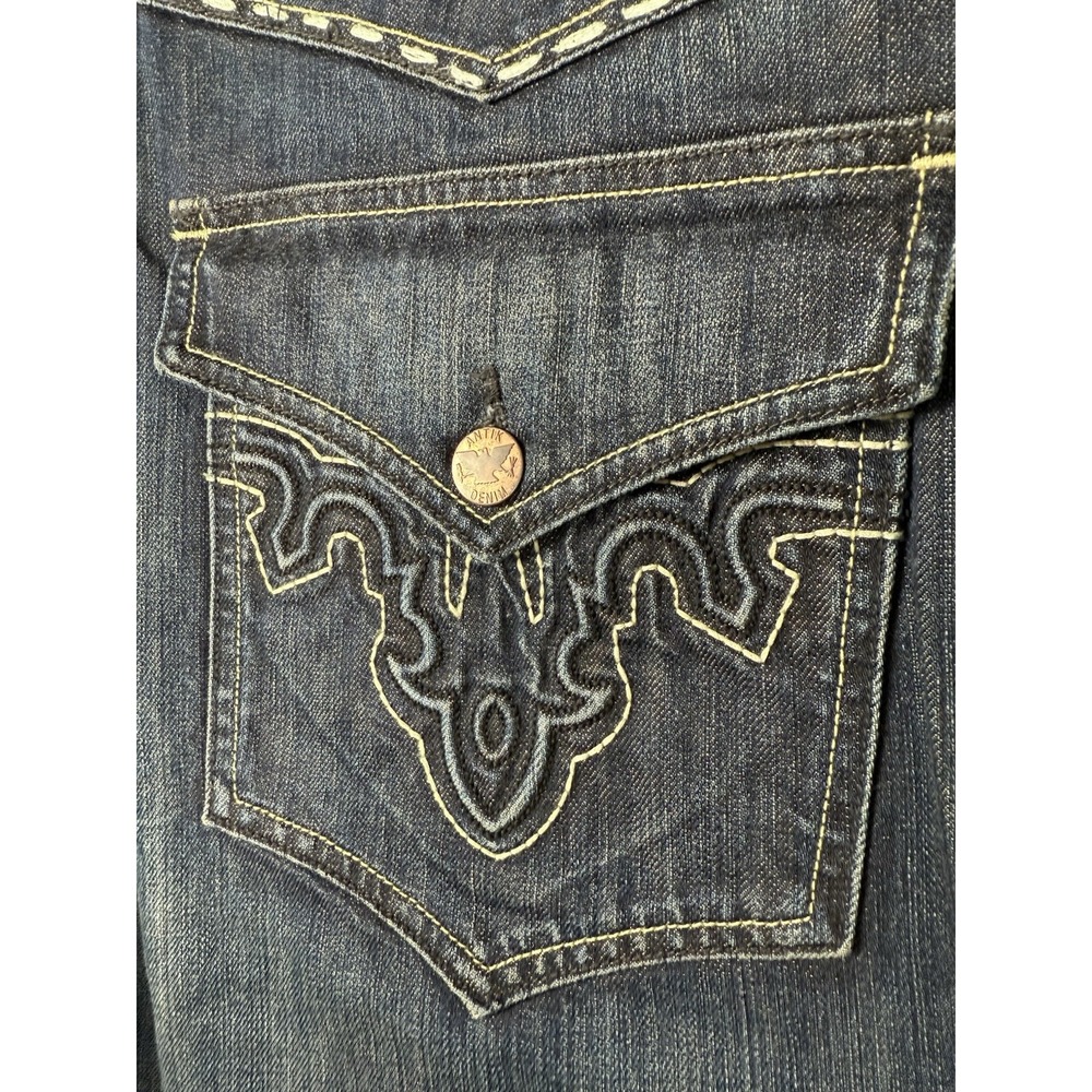 Antik Denim Jean Shorts Embroidered Flap Pocket Distressed Jorts Streetwear Y2K - Picture 6 of 12